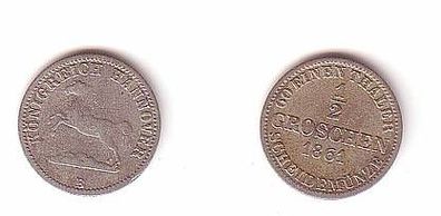 1/2 Groschen Silber Münze Königreich Hannover 1861 B