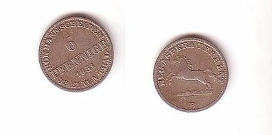 6 Pfennige Silber Münze Königreich Hannover 1851 B