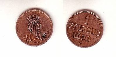 1 Pfennig Kupfer Münze Hannover 1850 B