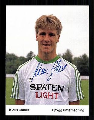 Klaus Glaner SpVgg Unterhaching 1989-90 Autogrammkarte + A48735