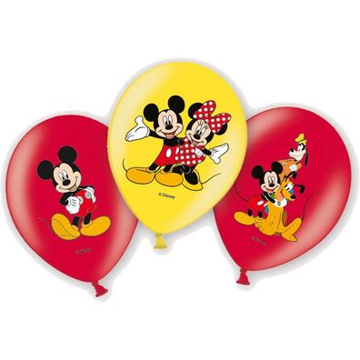 6 Latex Ballons Mickey Mouse Maus 27,5cm Luftballon Deko Disney Club House