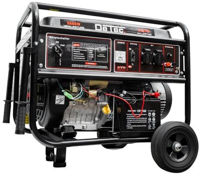 DeTec. Benzin-Stromerzeuger 1-Phasen Generator 6,3 KW Lichtstrom 230V E-Start