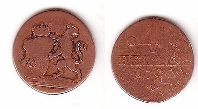4 Heller Kupfer Münze Hessen Kassel 1790