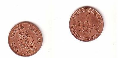 1 Heller Kupfer Münze Hessen Kassel 1865
