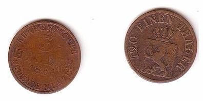 3 Heller Kupfer Münze Hessen Kassel 1861