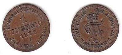 1 Pfennig Kupfer Münze Mecklenburg Schwerin 1872 B