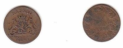 1 Pfennig Kupfer Münze Nassau 1860