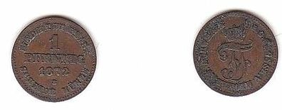 1 Pfennig Kupfer Münze Mecklenburg Schwerin 1872 B ss