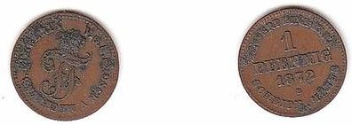 1 Pfennig Kupfer Münze Mecklenburg Schwerin 1872 B ss