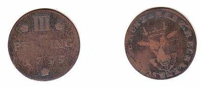 3 Pfennig Kupfer Münze Mecklenburg Schwerin 1755