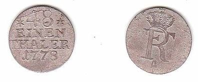 1/48 Taler Silber Münze Preussen 1778 A s/ ss