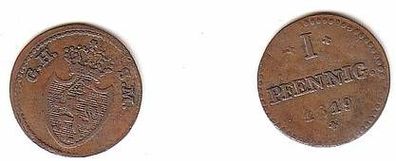 1 Pfennig Kupfer Münze Hessen Darmstadt 1819