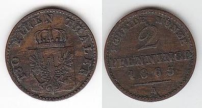 2 Pfennige Kupfer Münze Preussen 1865 A