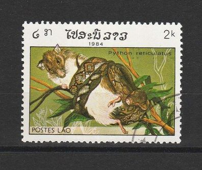 Laos - Motiv - Schlange frisst Maus (Python reticulatus ) - o