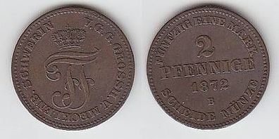2 Pfennig Kupfer Münze Mecklenburg Schwerin 1872 B ss