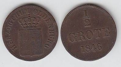 1/2 Grote Kupfer Münze Oldenburg 1846