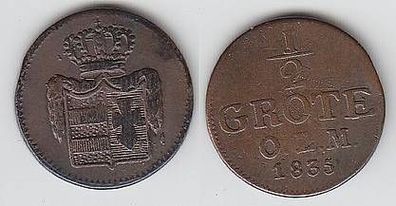 1/2 Grote Kupfer Münze Oldenburg 1835