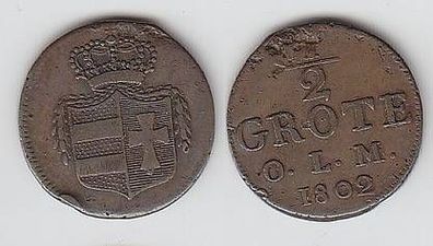 1/2 Grote Kupfer Münze Oldenburg 1802