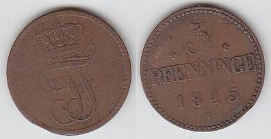 3 Pfennige Kupfer Münze Mecklenburg Schwerin 1845