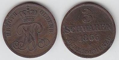 3 Schwaren Kupfer Münze Oldenburg 1866 B