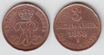 3 Schwaren Kupfer Münze Oldenburg 1858 B