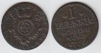 1 Pfennig Kupfer Münze Bistum Mainz 1769