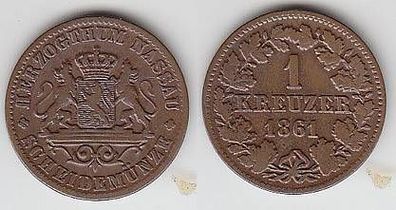 1 Kreuzer Kupfer Münze Nassau 1861