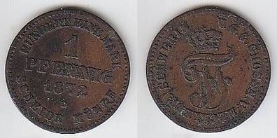 1 Pfennig Kupfer Münze Mecklenburg Schwerin 1872 B f. ss