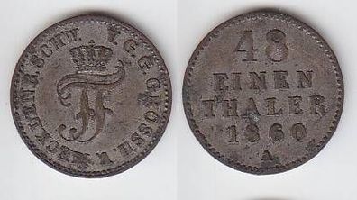 1/48 Taler Silber Münze Mecklenburg Schwerin 1860 A