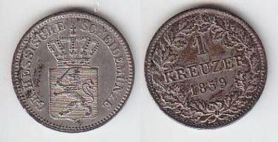 1 Kreuzer Silber Münze Hessen Darmstadt 1859 vz
