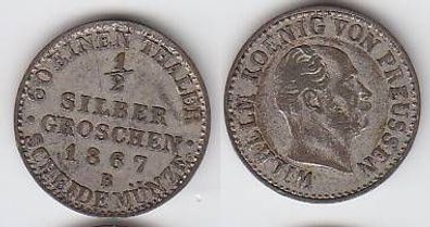 1/2 Silber Groschen Münze Preussen 1867 B