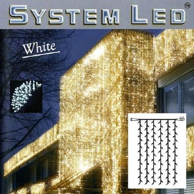 System LED Lichtervorhang 102er 1x2m cool light Kabel weiss 466-58
