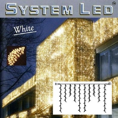 System LED Eisregen-Lichterkette 2x1m 100er warmweiß - weiß außen 466-36