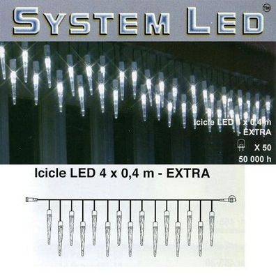 System LED Eiszapfen-Lichterkette 25/50er Extra 4x0,4m cool light 465-68