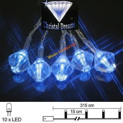 LED Lichterkette 10er Batteriebetrieb blau Diamant Best Season 007-01