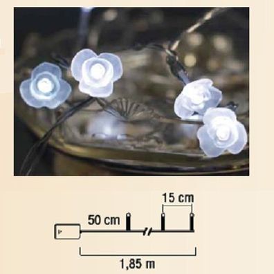 LED Lichterkette 10er Blüte Viola klar/ weiss Batteriebetrieb 726-17