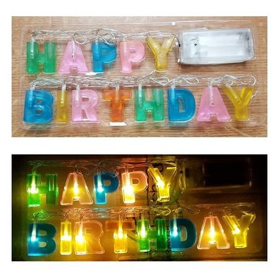 Deko LED Lichterkette Happy Birthday Geburtstag Party Batterie innen BI19250
