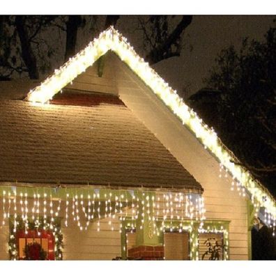 LED Eisregen Lichterkette 240er 6m warmweiß-weiß aussen FHS 14445