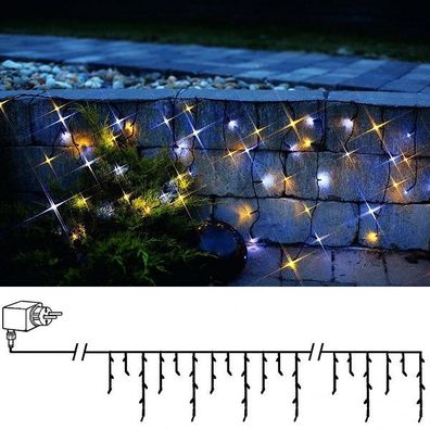 LED Eisregen Lichterkette 144er warmweiß-kaltweiß Mix / schwarz 498-57