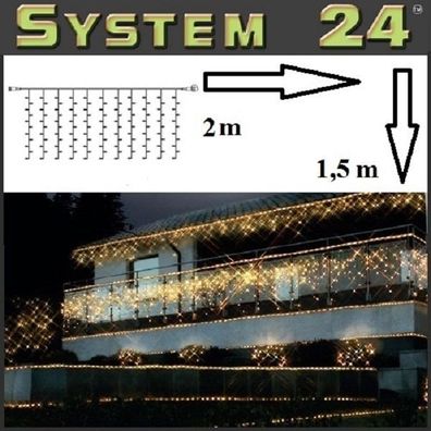 System 24 LED Lichtervorhang 196er extra 2x1,5m warmweiß 491-92 außen