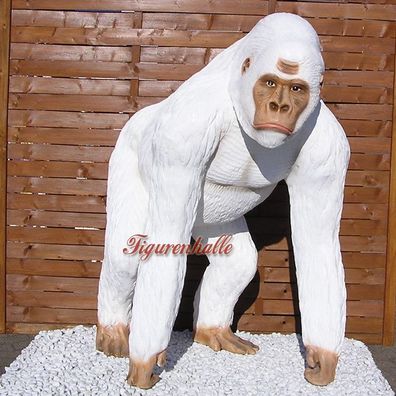 Affe Gorilla Jungel Afrika Deko Figur lebensgroß aufstellfigur Dekoration Deko weiß