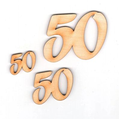 50 Geburtstag Zahl aus Holz verschiedene Größen Geschenk Hochzeit Jubiläum Deko