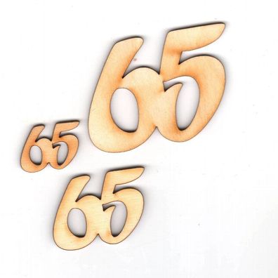65 Geburtstag Zahl aus Holz verschiedene Größen Geschenk Hochzeit Jubiläum Deko