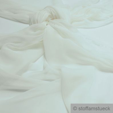 Stoff Polyester Chiffon off-white transparent leicht weich fallend