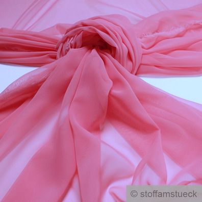 Stoff Polyester Chiffon rosa transparent leicht weich fallend