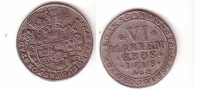 6 Mariengroschen Silber Münze Bistum Münster 1718 AGP