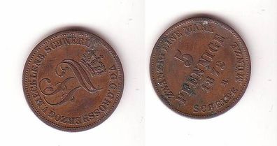 5 Pfennig Kupfer Münze Mecklenburg Schwerin 1872 B