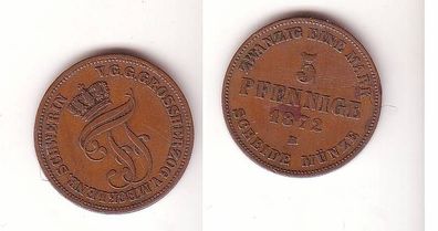 5 Pfennig Kupfer Münze Mecklenburg Schwerin 1872 B ss
