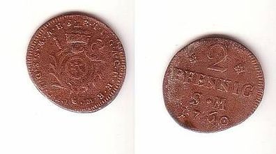 2 Pfennig Kupfer Münze Bistum Mainz 1760 S.M.