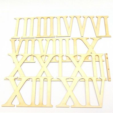14x Römische Zahlen 1 bis 14 aus Holz in 12cm höhe zum Basteln und Bemalen